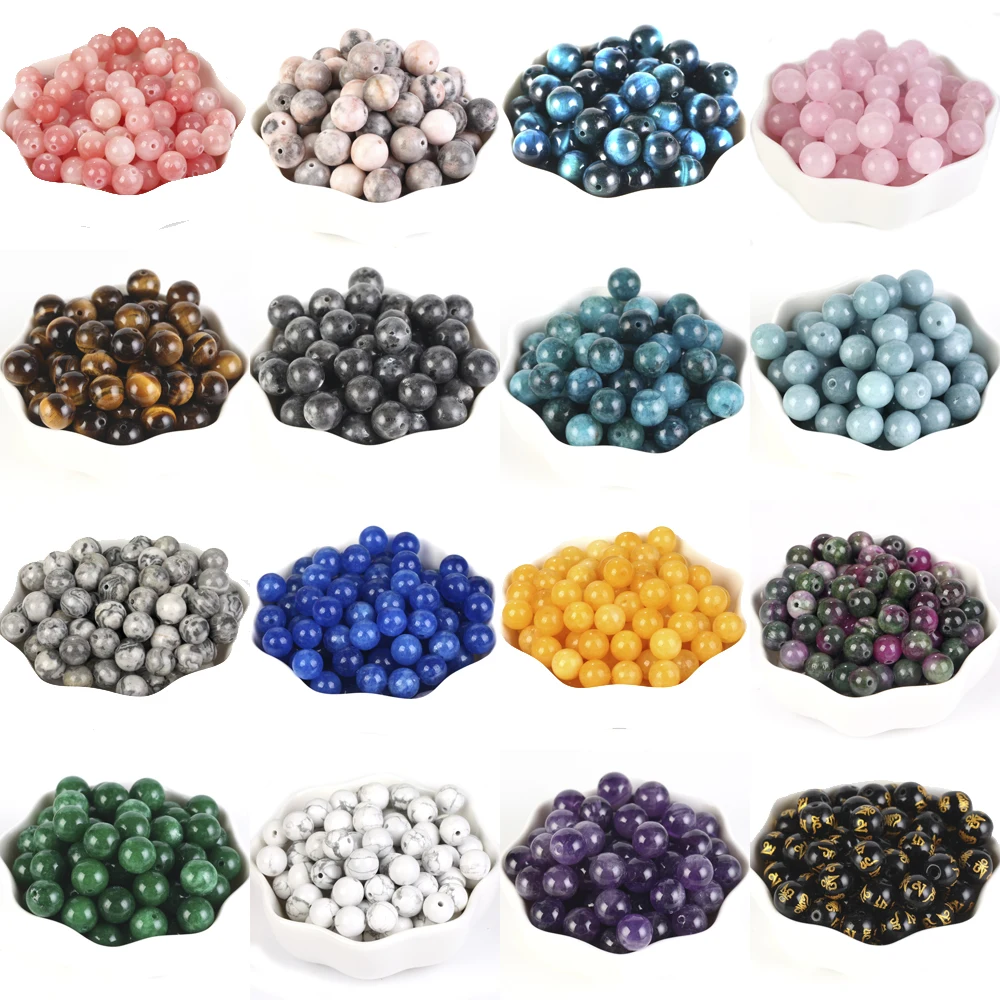 4-12MM Natural Stone Beads Lava Amethyst Tiger Eye Quartz Agates Round Loose Beads for Jewelry Making DIY Bracelet Accessories thumbnail 4
