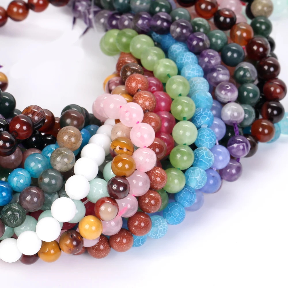 4-12MM Natural Stone Beads Lava Amethyst Tiger Eye Quartz Agates Round Loose Beads for Jewelry Making DIY Bracelet Accessories thumbnail 3
