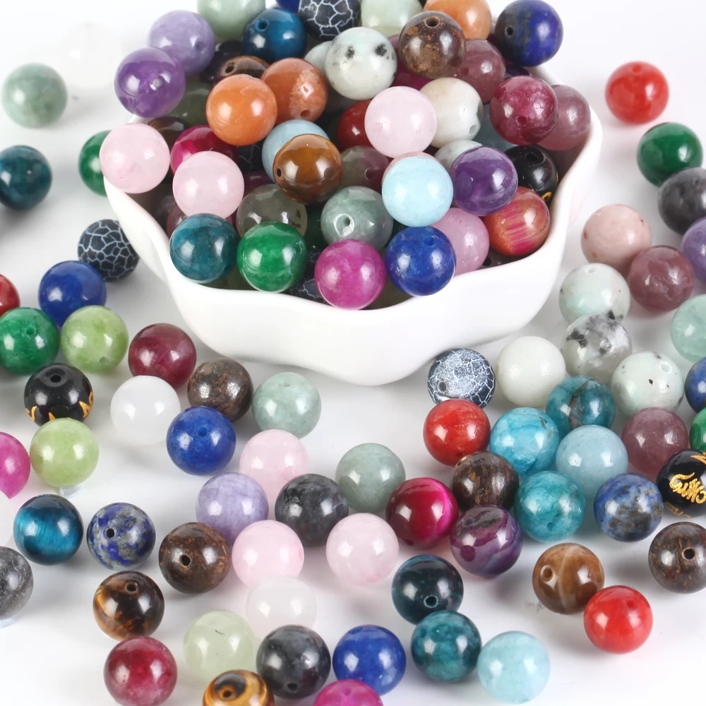 4-12MM Natural Stone Beads Lava Amethyst Tiger Eye Quartz Agates Round Loose Beads for Jewelry Making DIY Bracelet Accessories thumbnail 2