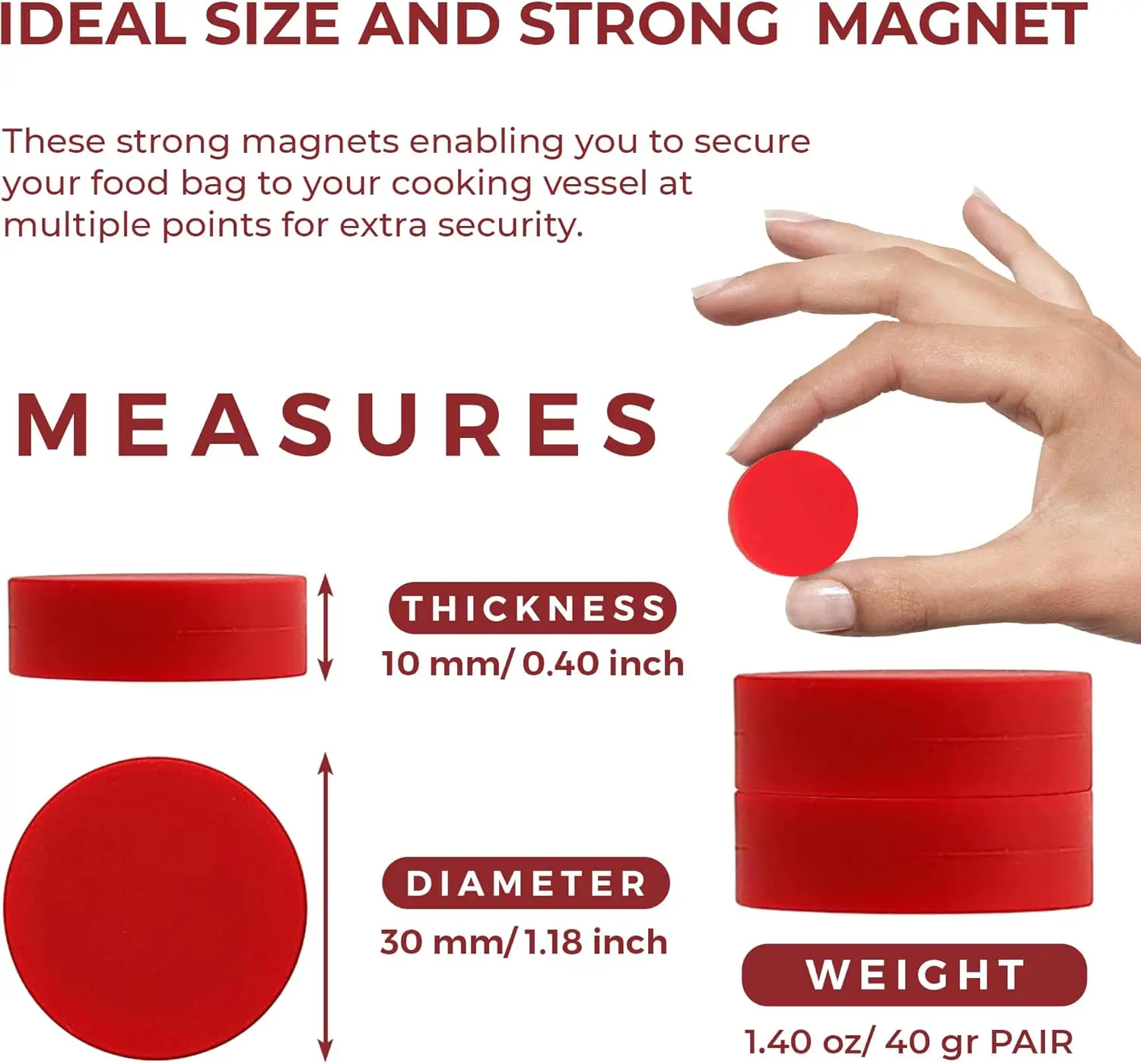 Sous Vide Magnets Set of 8 - Food Grade Silicone Coating.Cooking Accessories Complete with Magnetic to Stop Floating Bags thumbnail 5