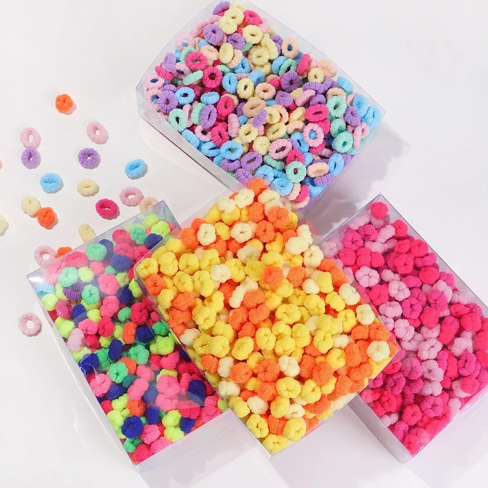 20/50/100Pcs Children Solid Color Grid Wave Elastic Hair Bands Baby Girls Scrunchie Rubber Bands Kid Sweet Cute Hair Accessories thumbnail 3