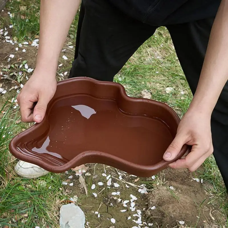Turtle Feeding Dish Reptile Bathing Pool With Ramp And Basking terrace Aquarium Ornament For Turtle Bearded Dragon Gecko Yard thumbnail 5