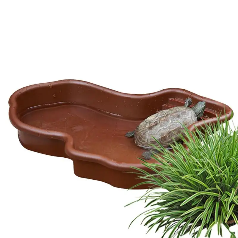 Turtle Feeding Dish Reptile Bathing Pool With Ramp And Basking terrace Aquarium Ornament For Turtle Bearded Dragon Gecko Yard thumbnail 4