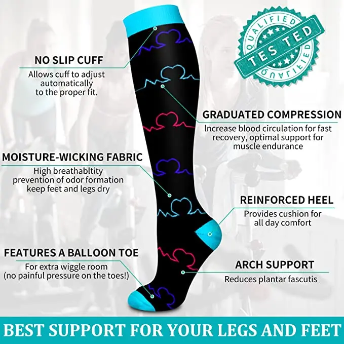 3/6 Pairs Free Shipping Compression Socks Women Medical Nursing Socks Varicose Veins Nurse Compression Socks For Sport Socks thumbnail 5