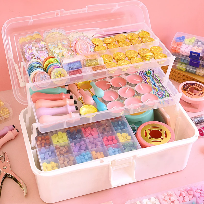 Transparent Large Storage Box Foldable For Stamp Wax Scrapbook Storage Hairpin Box Makeup Organizer Nail Jewelry Box Portable thumbnail 2