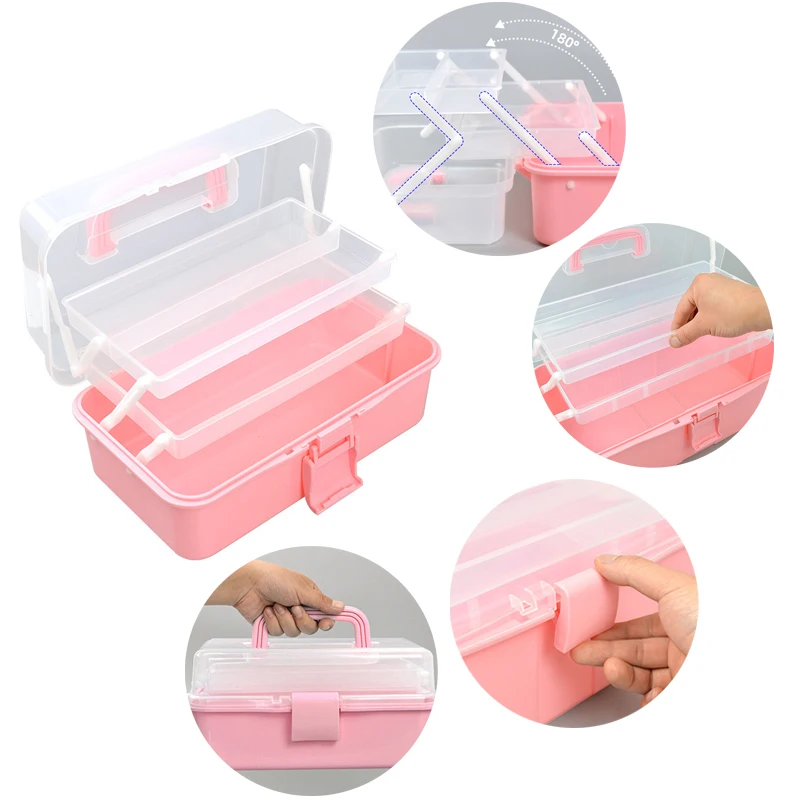 Transparent Large Storage Box Foldable For Stamp Wax Scrapbook Storage Hairpin Box Makeup Organizer Nail Jewelry Box Portable thumbnail 3