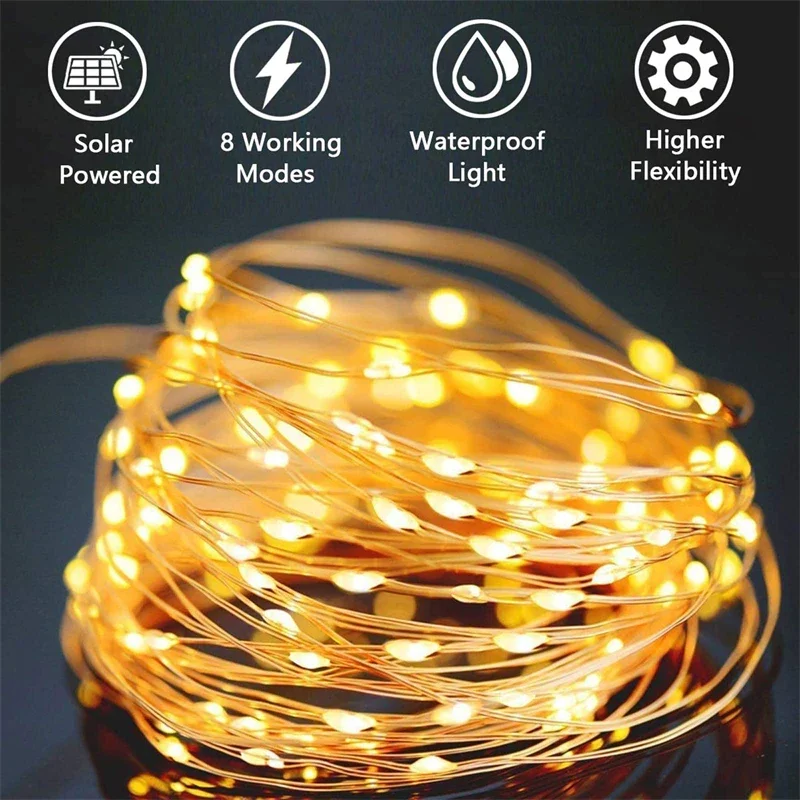 7M/12M/22M/32M LED Solar String Fairy Lights Outdoor Path Garlands Lamp Patio Waterproof Christmas Wedding Garden Street Lights thumbnail 2