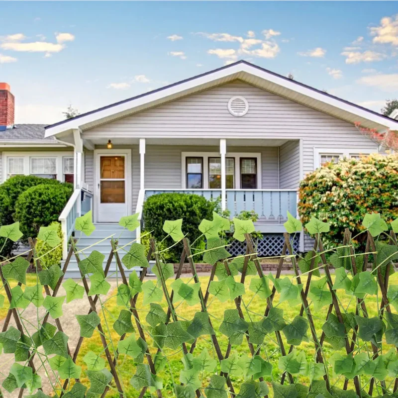 New Garden Screening Expanding Trellis Privacy Screen Hedge Artificial Faux Ivy Leaves Wooden Fence for Garden Buildings thumbnail 6