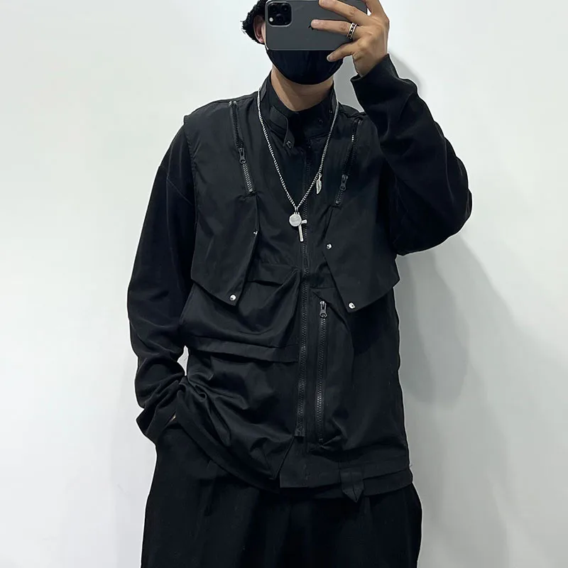 2024 Rivet Patchwork Multi Pockets Tactical Techwear Cargo Vest Men Women Functional Punk Hip Hop Sleeveless Waistcoat thumbnail 2