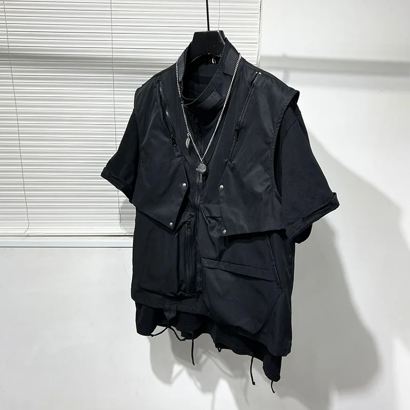 2024 Rivet Patchwork Multi Pockets Tactical Techwear Cargo Vest Men Women Functional Punk Hip Hop Sleeveless Waistcoat thumbnail 3