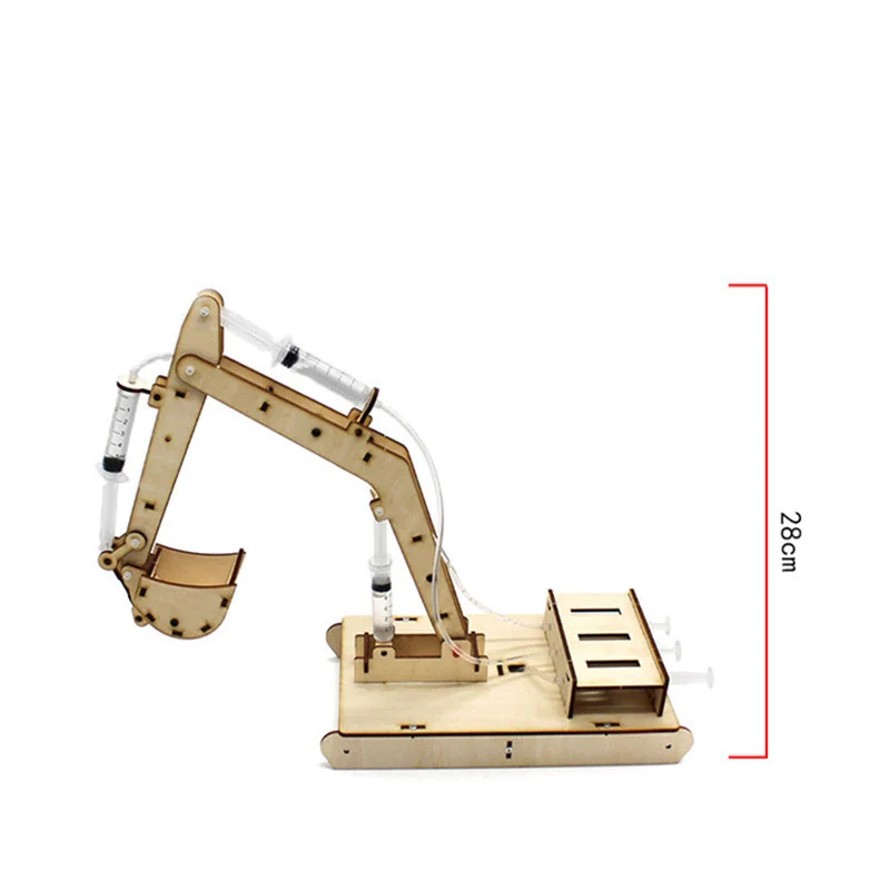 Wooden Hydraulic Excavator Model Children's Educational Toys Wooden Handmade DIY Scientific Experiment Parent-child Interaction thumbnail 2