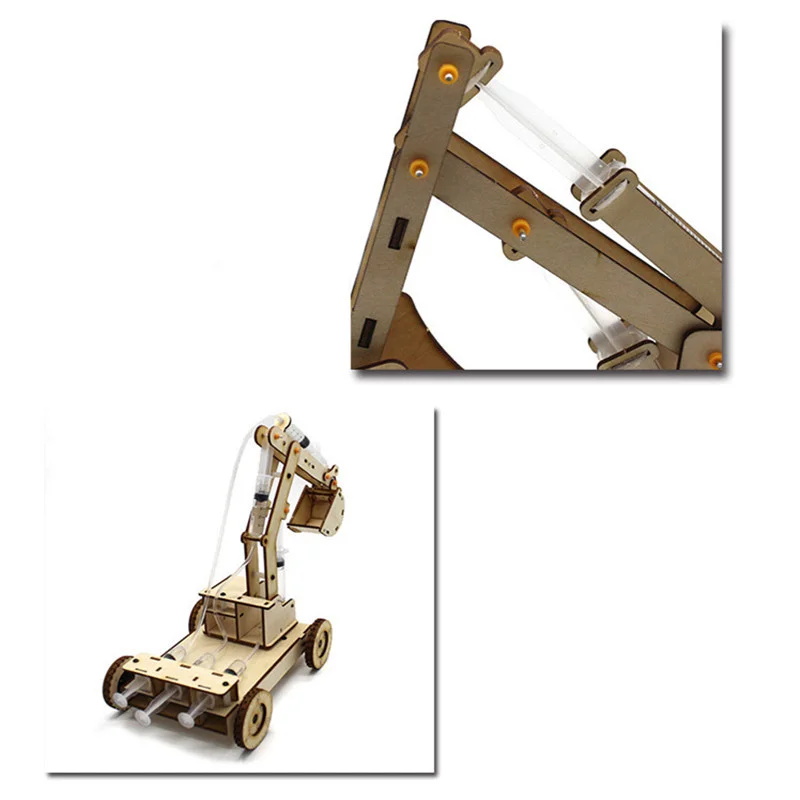 Wooden Hydraulic Excavator Model Children's Educational Toys Wooden Handmade DIY Scientific Experiment Parent-child Interaction thumbnail 6