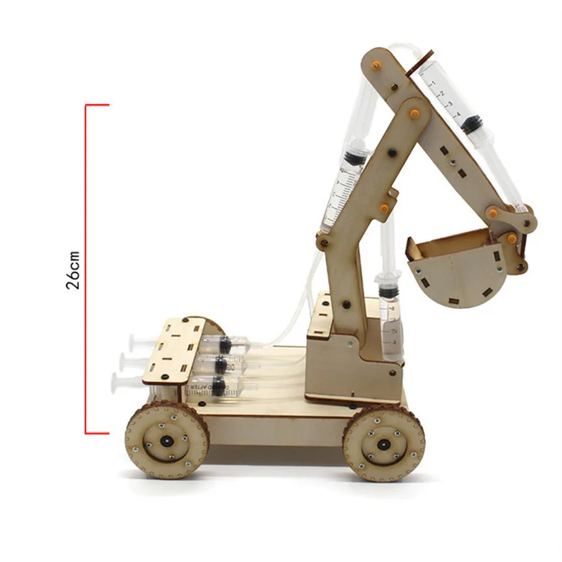 Wooden Hydraulic Excavator Model Children's Educational Toys Wooden Handmade DIY Scientific Experiment Parent-child Interaction thumbnail 3