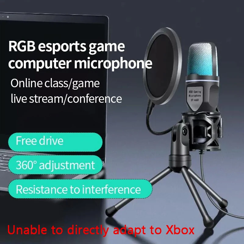 Gaming Computer Professional Condenser Microphone Mic PC Laptop USB Wired Live Streaming Podcast Studio Mike Kit Gamer Karaoke thumbnail 6