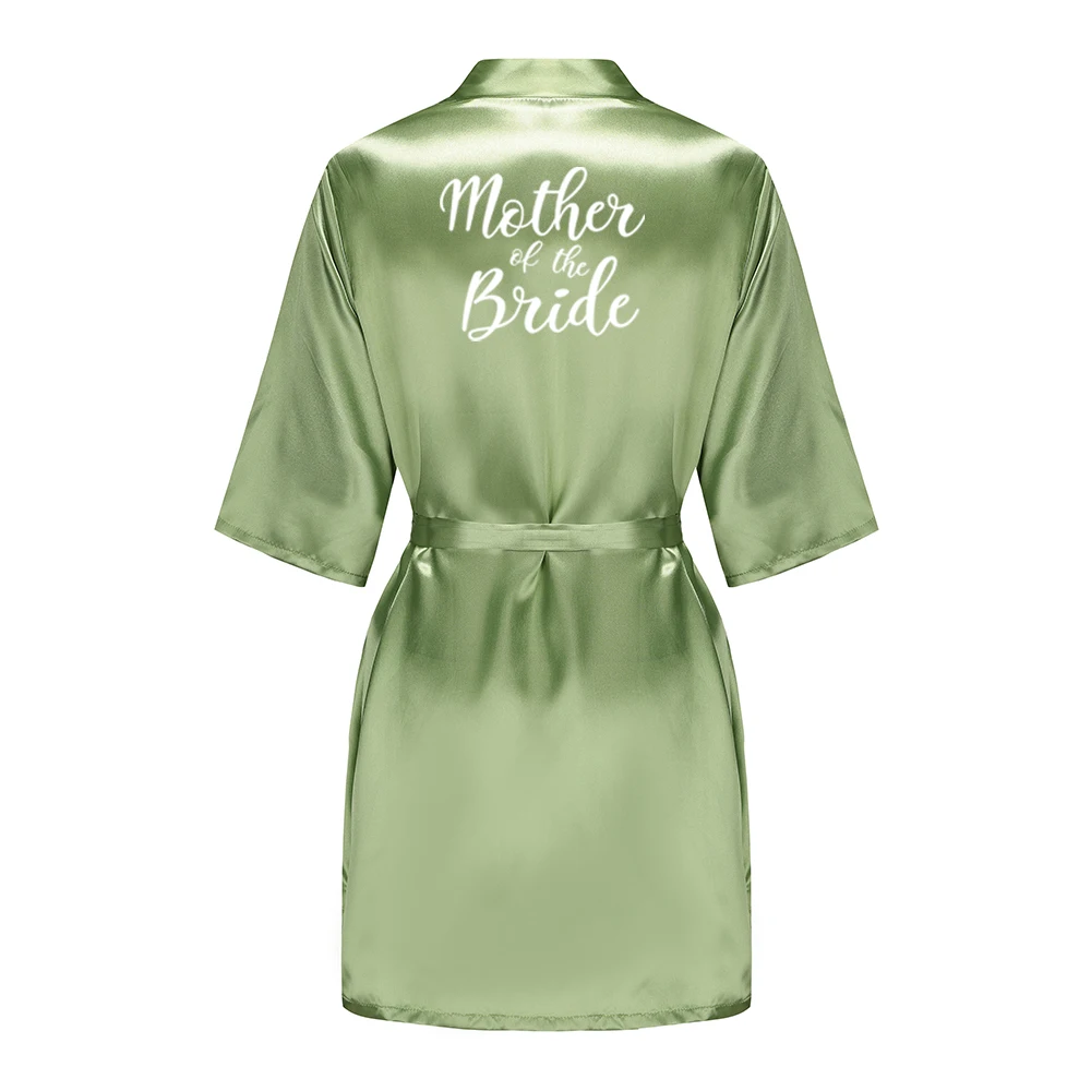 Satin Silk Robes Plus Size Wedding Bathrobe Bride Bridesmaid Mother Maid of Honor Gown Women Clothing Sleepwear Sage Green thumbnail 4