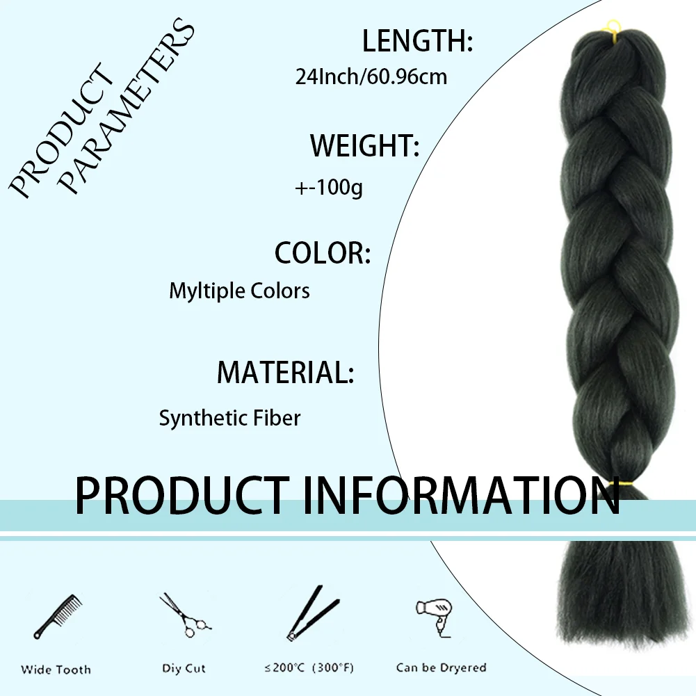 24 Inches DIY Jumbo Braiding Hair Synthetic Hair Extensions Afro Ombre Crochet Braid Hair Wholesale For Women thumbnail 3