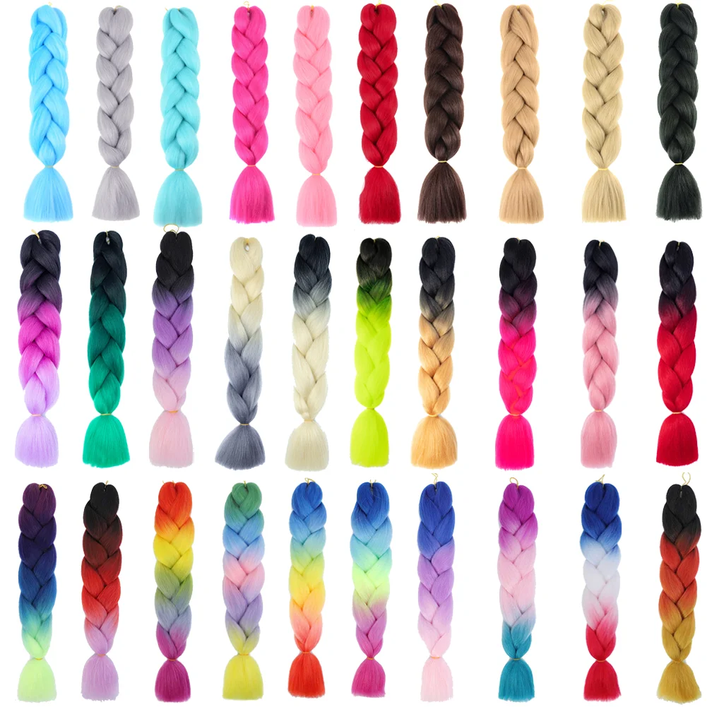 24 Inches DIY Jumbo Braiding Hair Synthetic Hair Extensions Afro Ombre Crochet Braid Hair Wholesale For Women thumbnail 2