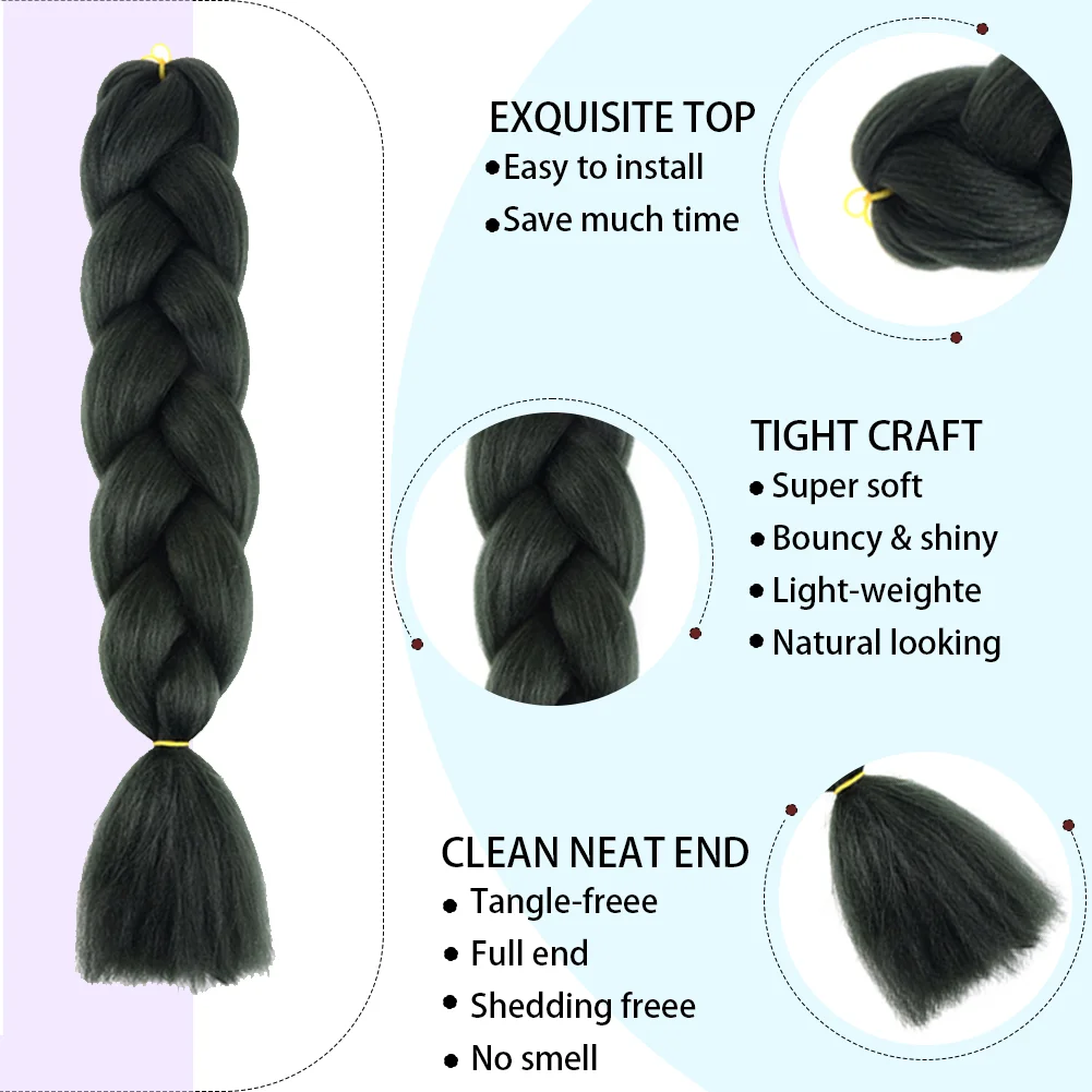 24 Inches DIY Jumbo Braiding Hair Synthetic Hair Extensions Afro Ombre Crochet Braid Hair Wholesale For Women thumbnail 4