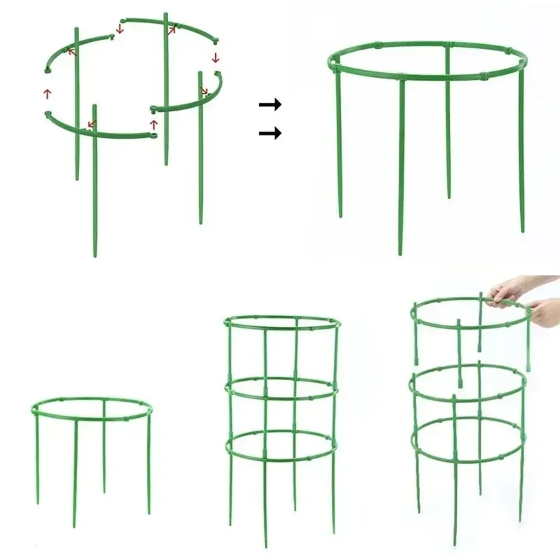 Tomato Cages Trellis Plastic Column Vine Plant Bracket Potted Flower Plant Support Pile Stackable Tomato Tower Plant Cage thumbnail 5