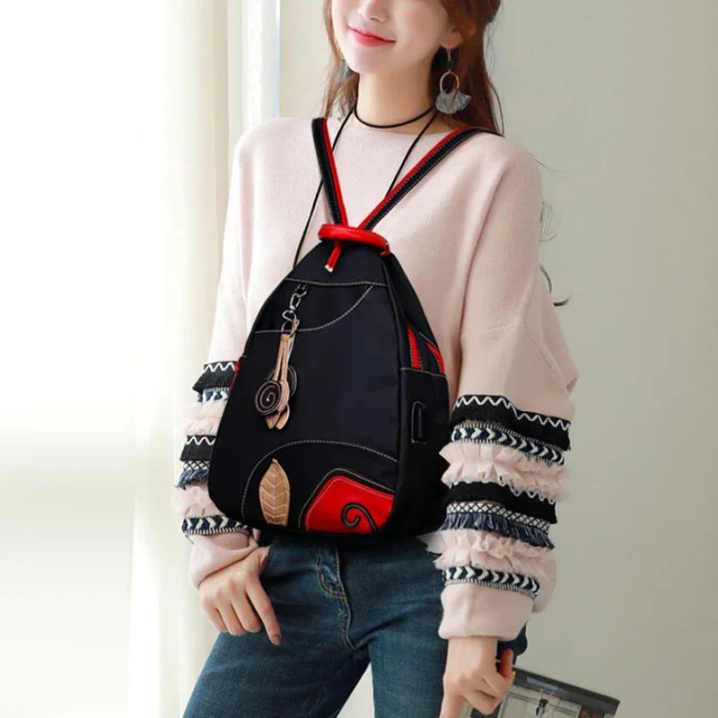 Fashion Women Backpack Waterproof Nylon Shoulder Bag Leisure Travel Luggage Bag Outdoor Crossbody Bag Student School Bag thumbnail 2