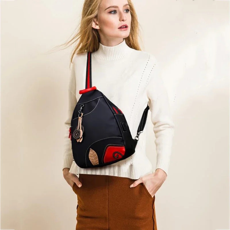 Fashion Women Backpack Waterproof Nylon Shoulder Bag Leisure Travel Luggage Bag Outdoor Crossbody Bag Student School Bag thumbnail 3