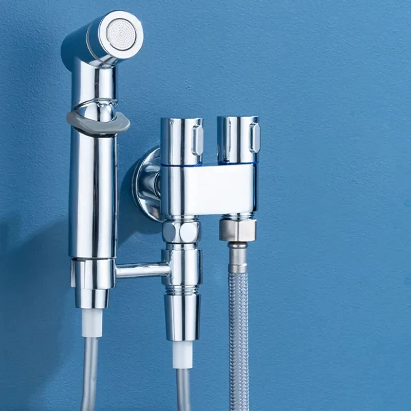 Zinc Alloy Angle Valve Wall Mount Toilet Bidet Sprayer Set One In Two Out Water Cleaning Sprayer for Bathroom Toilet Accessories thumbnail 5