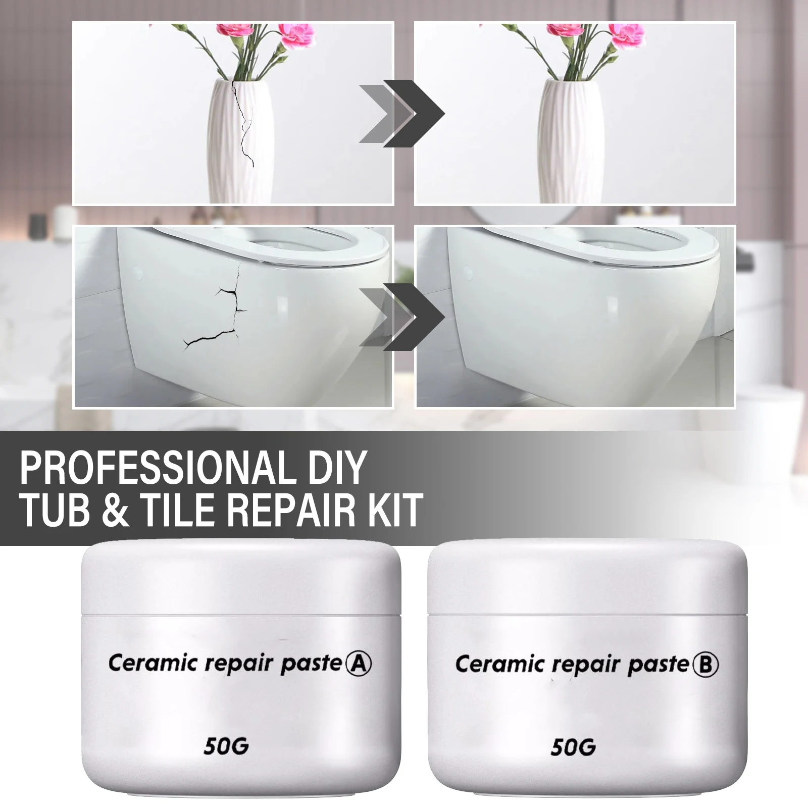 30/100g Tile Repair Agent AB Adhesive Ceramic Repair Glue Marble Floor Tile Toilet Washbasin Repair Glue Crack Repair Caulk Glue thumbnail 3