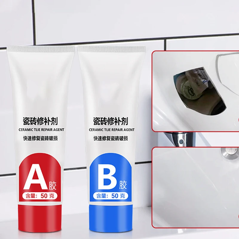 30/100g Tile Repair Agent AB Adhesive Ceramic Repair Glue Marble Floor Tile Toilet Washbasin Repair Glue Crack Repair Caulk Glue thumbnail 2