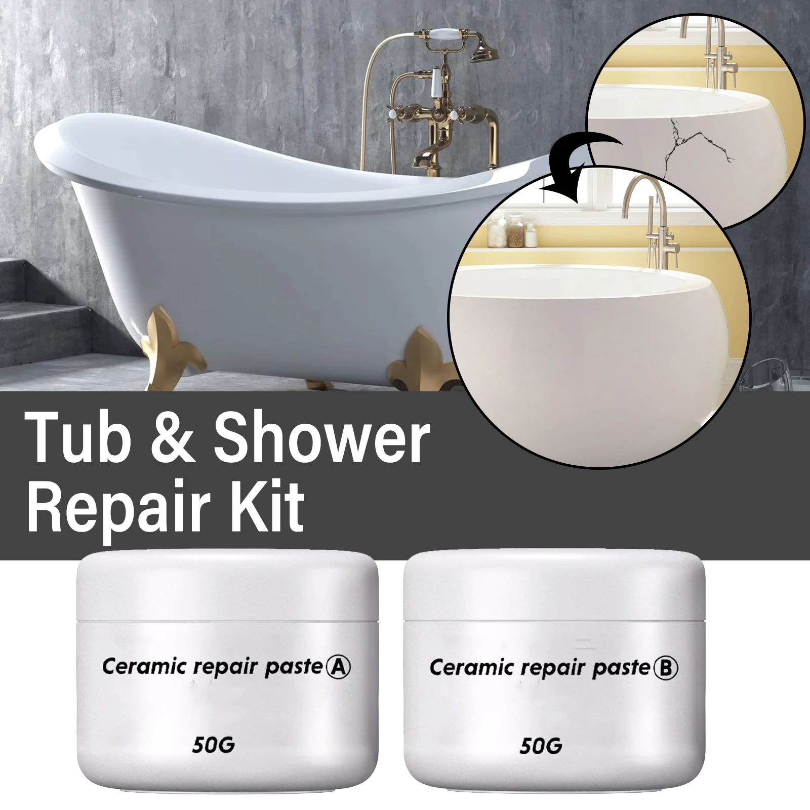 30/100g Tile Repair Agent AB Adhesive Ceramic Repair Glue Marble Floor Tile Toilet Washbasin Repair Glue Crack Repair Caulk Glue thumbnail 6