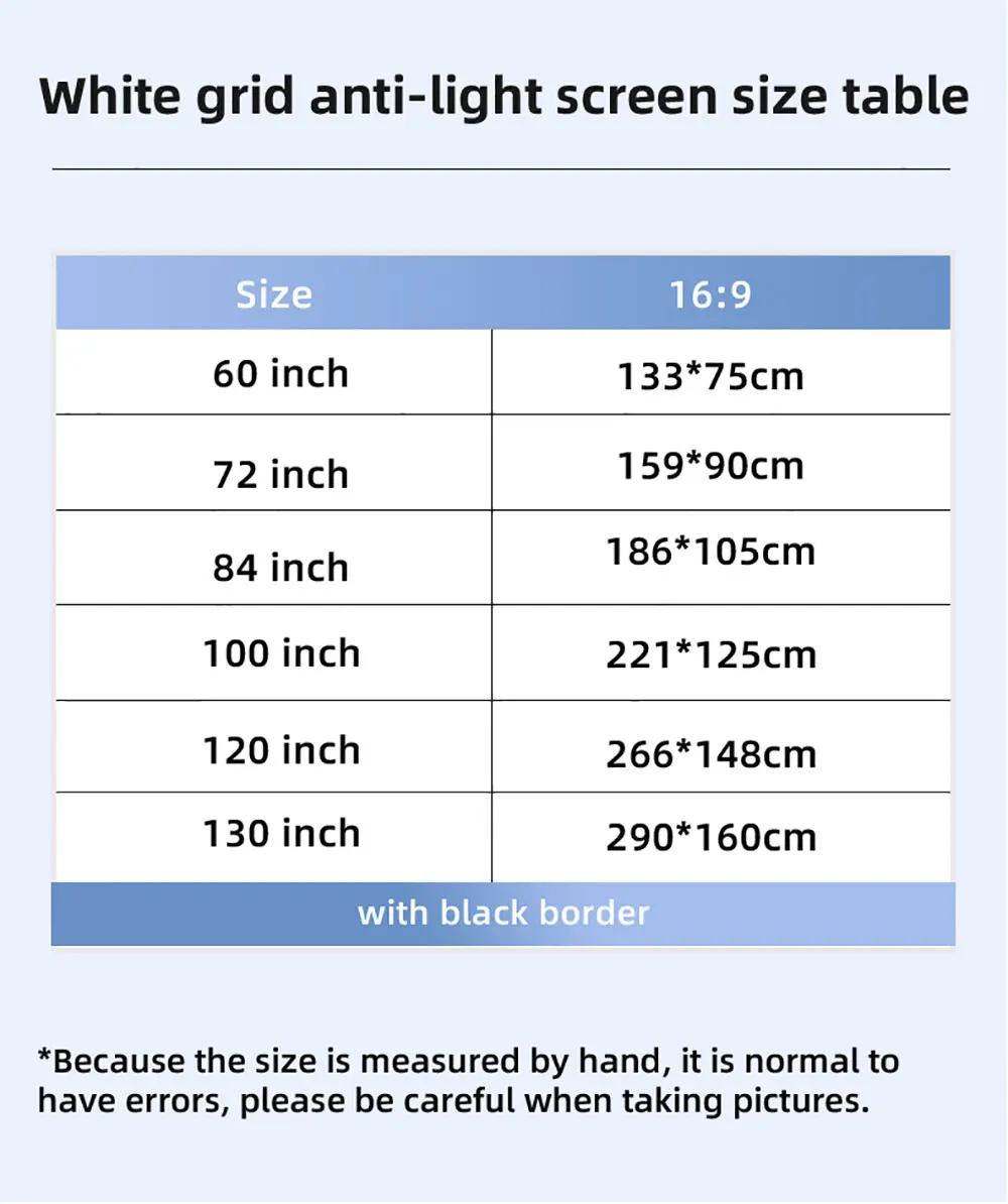 Salange Projector Screen White Grid Anti Light Curtain High Brightness 100 130 Inch 16:9 Portable 4K HD Fabric Cloth for Beamer thumbnail 6