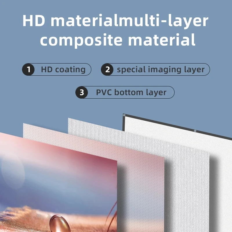 Salange Projector Screen White Grid Anti Light Curtain High Brightness 100 130 Inch 16:9 Portable 4K HD Fabric Cloth for Beamer thumbnail 3