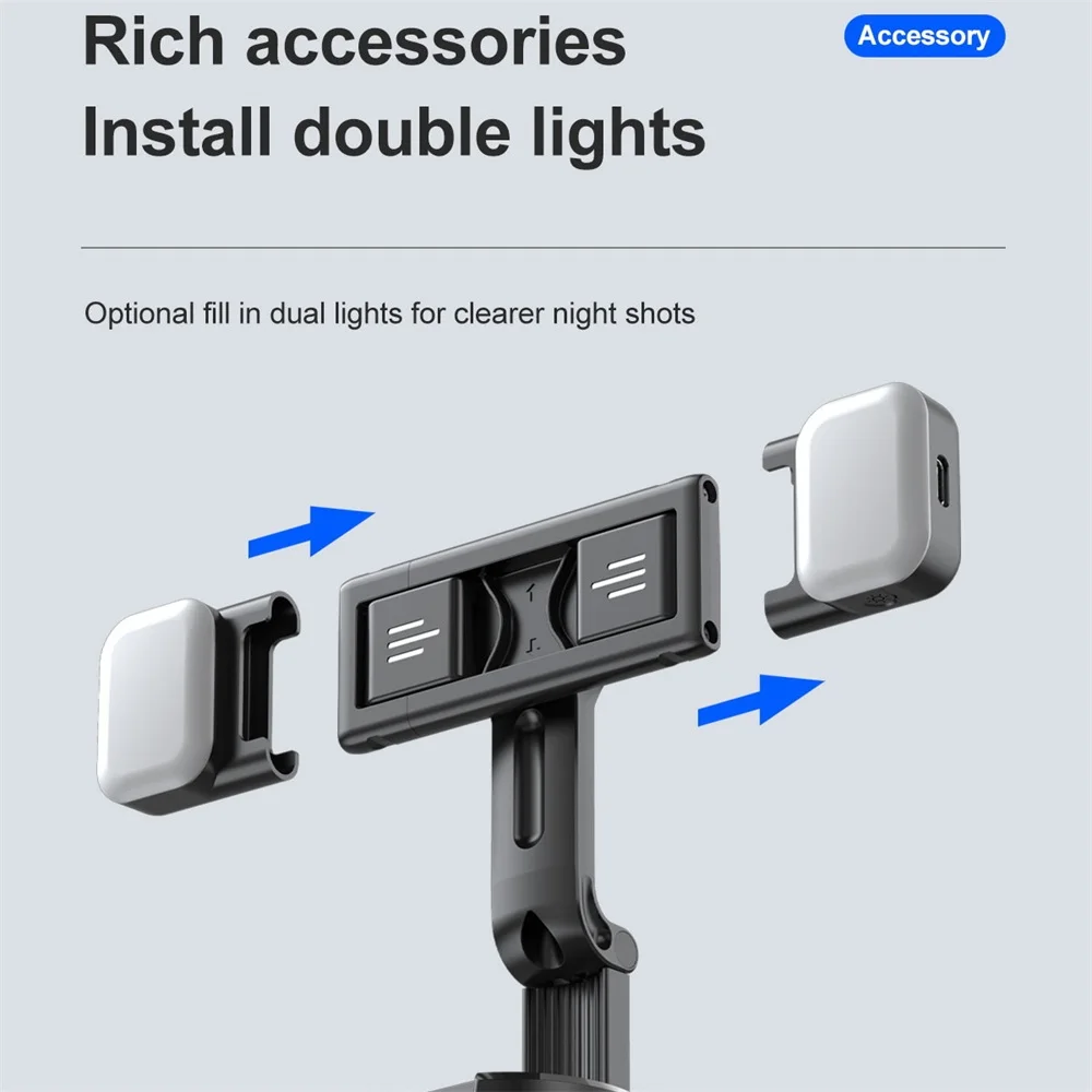 Portable Fill Light for Selfie Stick All Round Rotation Multi Ports for 1/4 Screw Cameras Magic Arm Live Broadcast Mobile Phone thumbnail 4