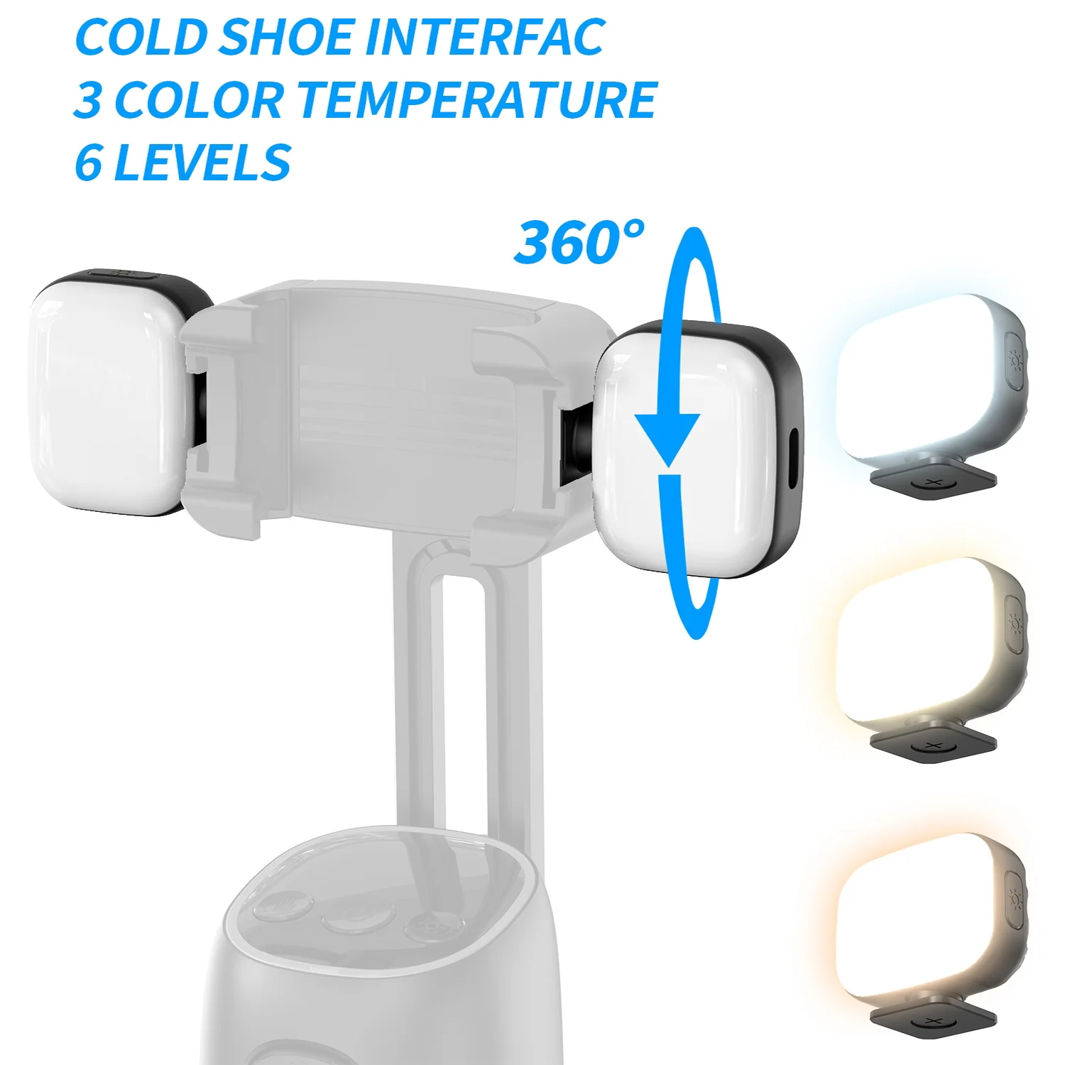 Portable Fill Light for Selfie Stick All Round Rotation Multi Ports for 1/4 Screw Cameras Magic Arm Live Broadcast Mobile Phone thumbnail 3
