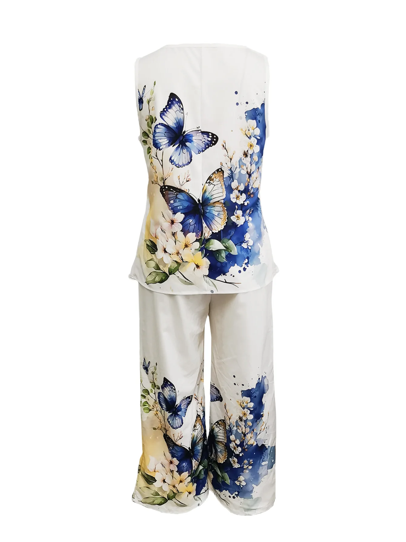 Simple Sleeveless Printed Vest Long Pants Set Women Summer Fashion Round Neck Casual T-Shirt Top Loose Pants Suit Clothes thumbnail 5