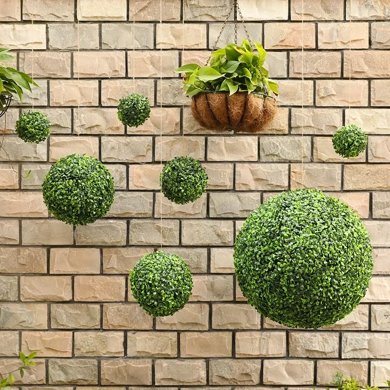 10-48cm artificial green plant grass ball simulated boxwood decorative ball balcony courtyard garden wedding home decoration thumbnail 3
