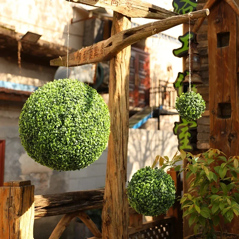10-48cm artificial green plant grass ball simulated boxwood decorative ball balcony courtyard garden wedding home decoration thumbnail 4