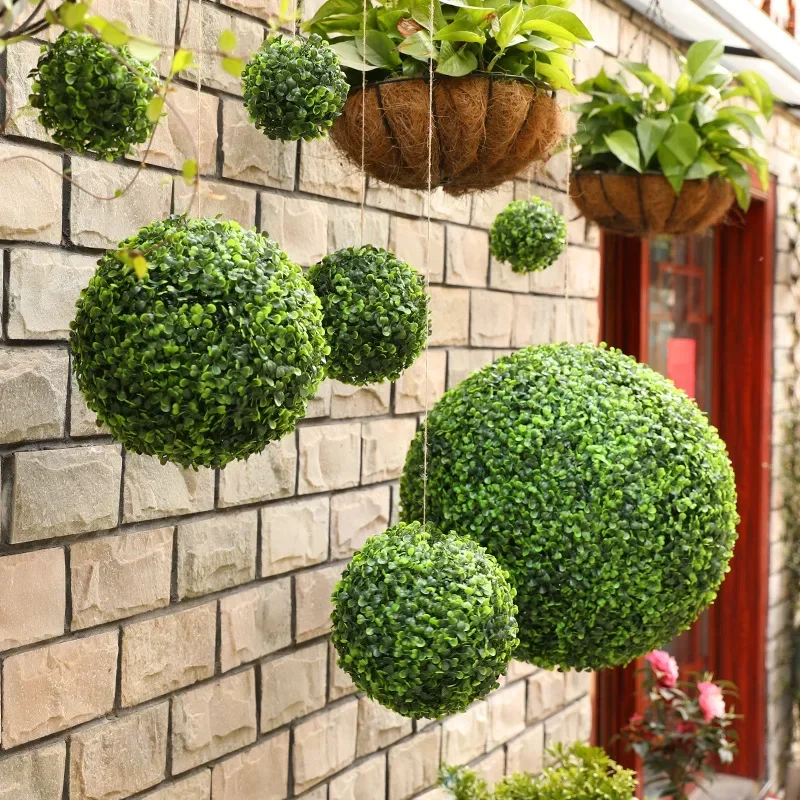10-48cm artificial green plant grass ball simulated boxwood decorative ball balcony courtyard garden wedding home decoration thumbnail 2