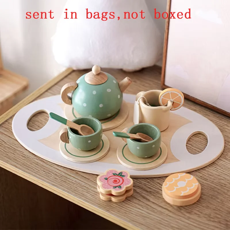 Wooden Afternoon Tea Set Toy Kitchen Accessories Tea Party Food Play Early Educational Toys for Toddlers Girls Boys Kids Gifts thumbnail 5