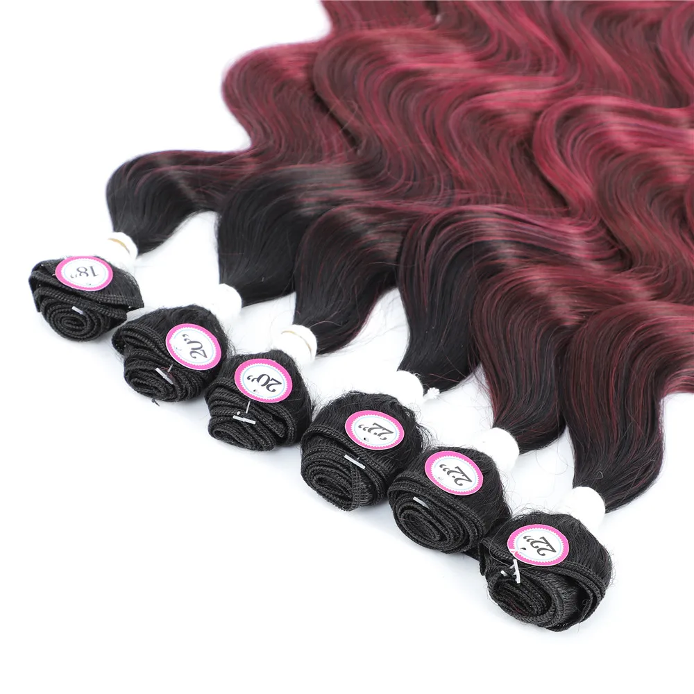 IPARTY Synthetic Hair Bundles with 4X4 Lace Closure Body Wave Long Highlights Hair Extension For Unprocessing Wig Weaving Weave thumbnail 4