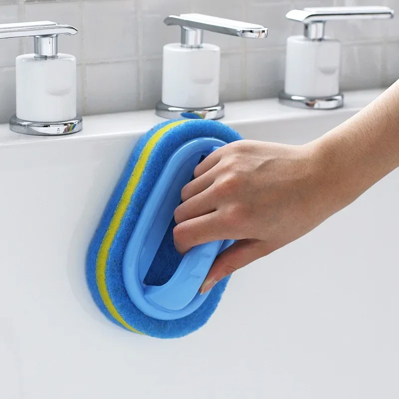Household Cleaning Brush With Handle Dish Soap Bathroom Kitchen Tub Thicken Scrubbing Sponge Wipe Durable Tools Accessories Home thumbnail 4