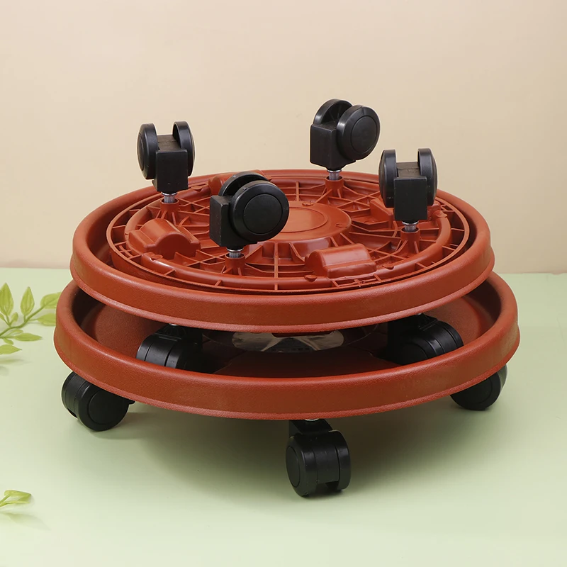 Plant Stand Movable Holder Caster Wheels Pallet Plastic Vase With Rollers Garden For Women Girls Round Removable Flower Pot Tray thumbnail 2