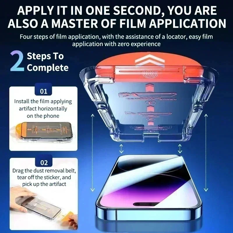 Oleophobic Coating Dust Free Easy Installation Screen Protector For iPhone 14 11 13 12 15 Pro Max Mini XS X XR 17 16 Plus Glass thumbnail 2