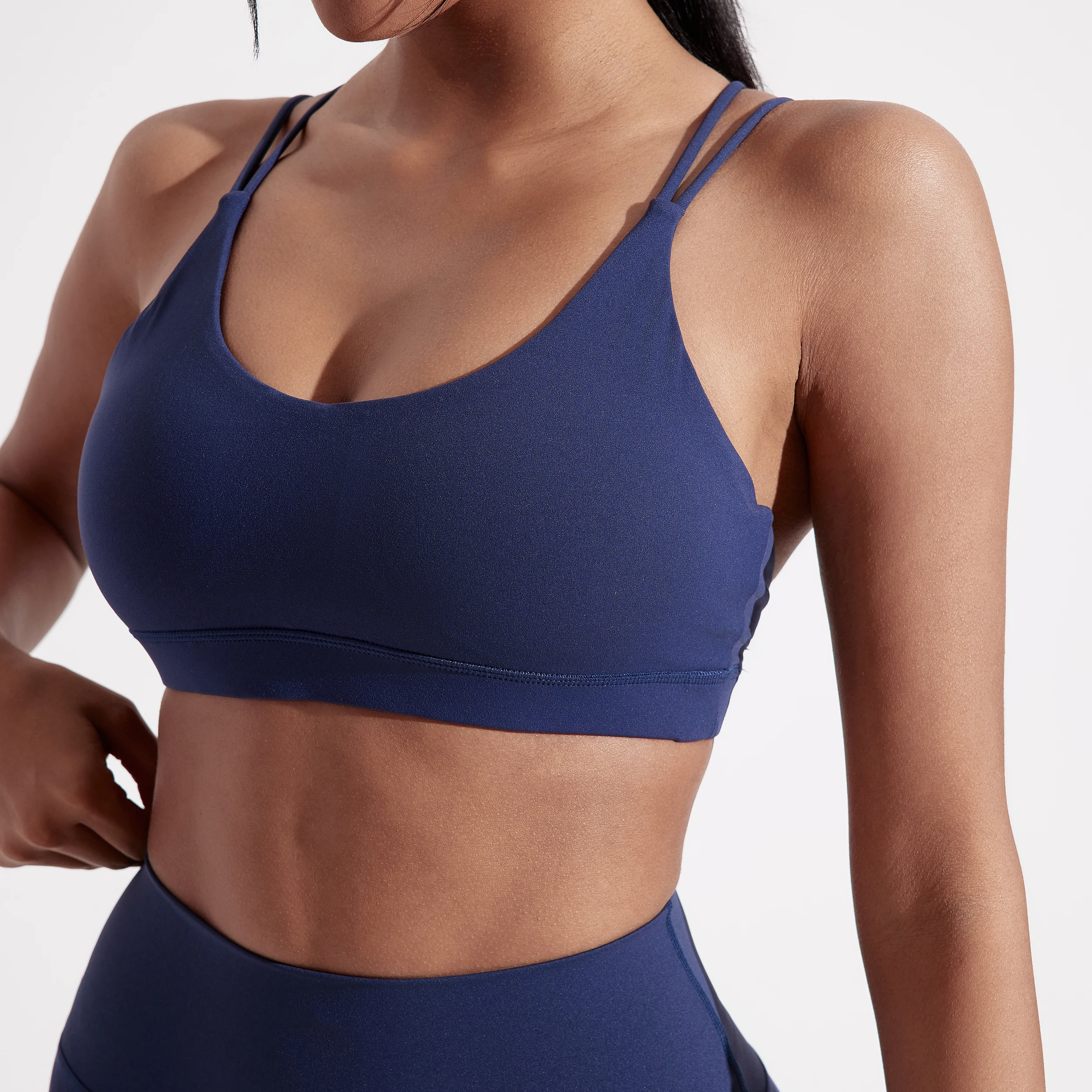 Solid Color Cross Fitness Bra Soft High Strength Women Tight Sport Top Comprehensive Training Gym Yoga Underwear With Chest Pad thumbnail 5