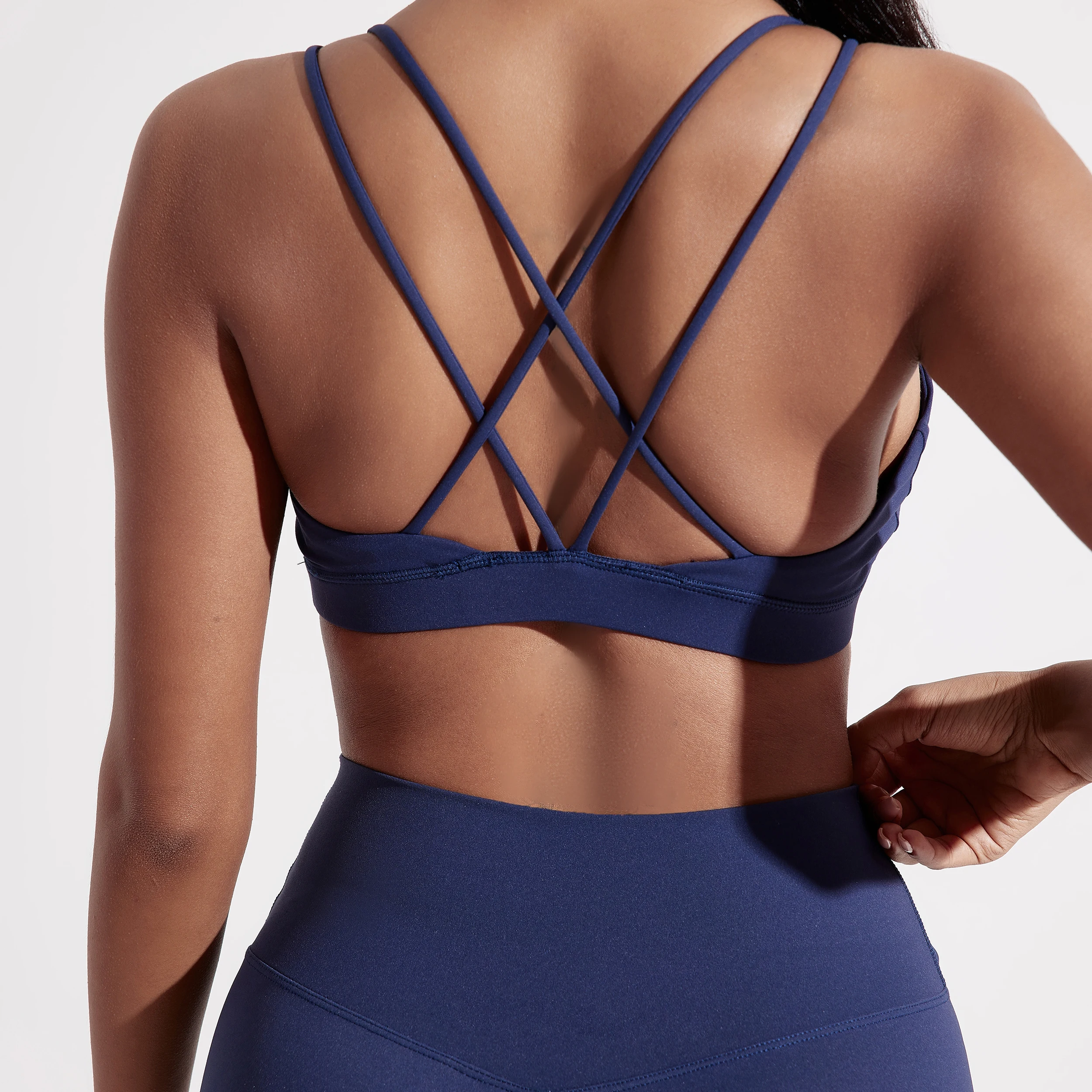 Solid Color Cross Fitness Bra Soft High Strength Women Tight Sport Top Comprehensive Training Gym Yoga Underwear With Chest Pad thumbnail 6