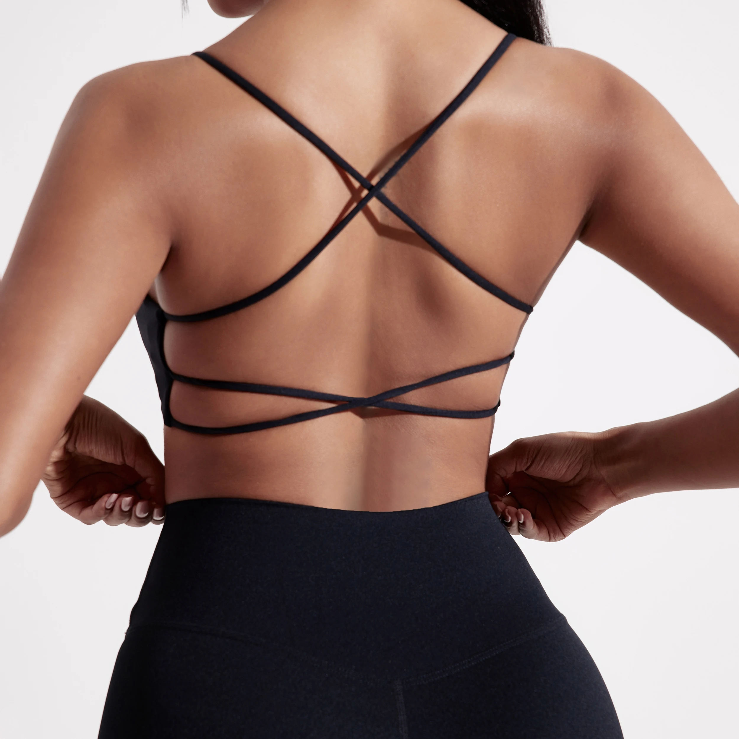 Solid Color Gym Yoga Underwear Women Cross Back Straps Fitness Bra High Strength Tight Sport Top Comprehensive With Chest Pad thumbnail 4