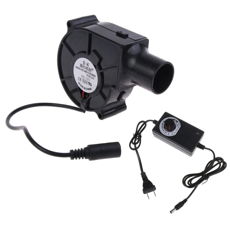 US/EU Plug BBQ Fan Air Blower 12V Large 110V 220V Powered Fan Variable Speed Controller Barbecue Tool thumbnail 3