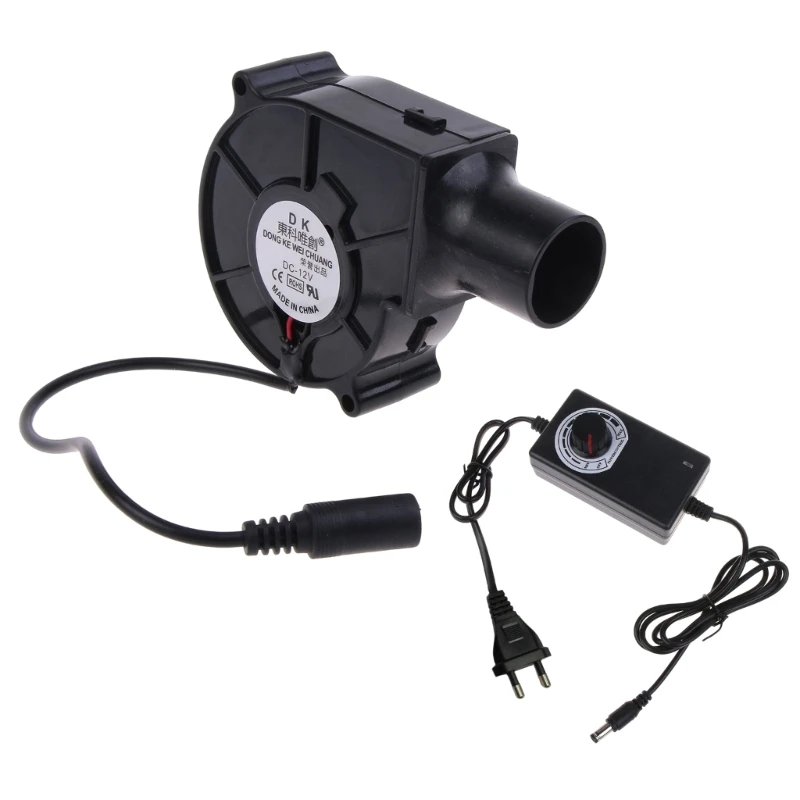 US/EU Plug BBQ Fan Air Blower 12V Large 110V 220V Powered Fan Variable Speed Controller Barbecue Tool thumbnail 2