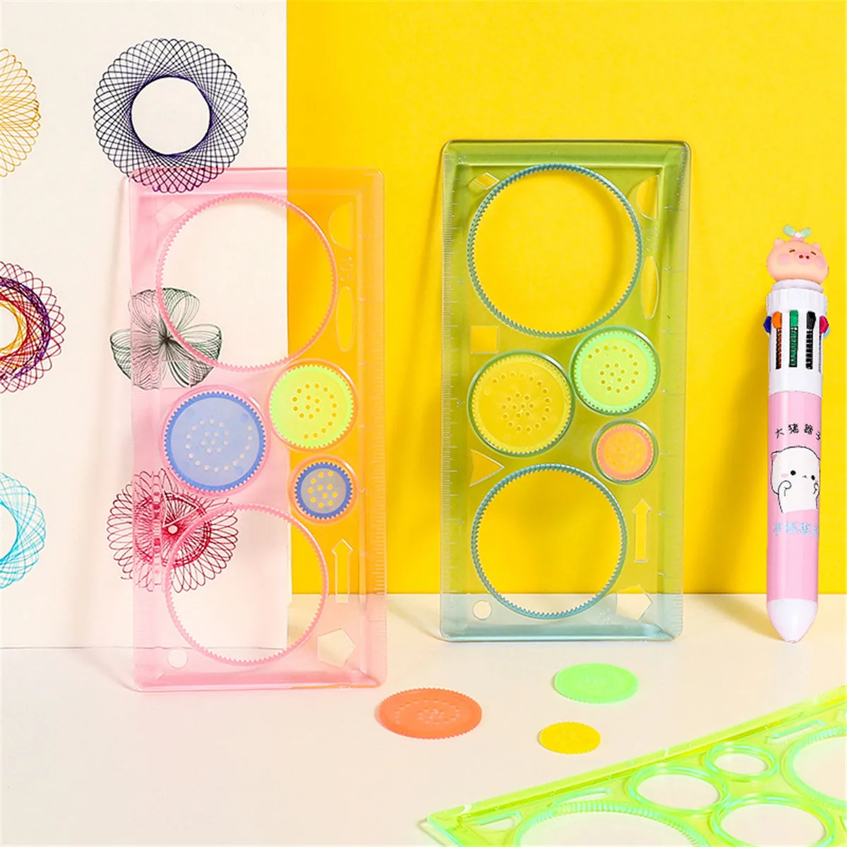 Spirograph Ruler Magic Ruler Set Geometry Spiral Drawing Template Creative Art Craft Interlocking Gears Wheels Kids Painting Toy thumbnail 3