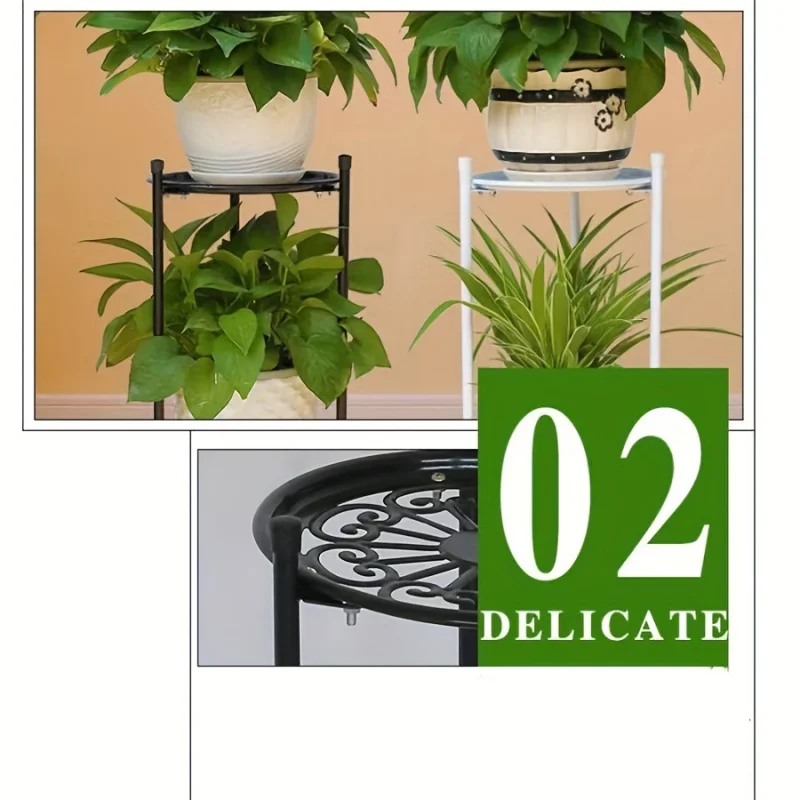 1 Pack, 2-Tiered Tall Plant Stand Metal Plant ShelfSupports Rack For Indoor Outdoor Home Decoration thumbnail 3