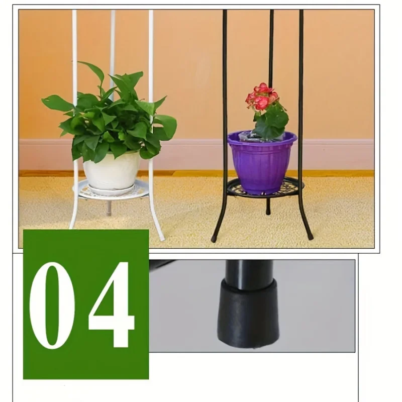 1 Pack, 2-Tiered Tall Plant Stand Metal Plant ShelfSupports Rack For Indoor Outdoor Home Decoration thumbnail 4